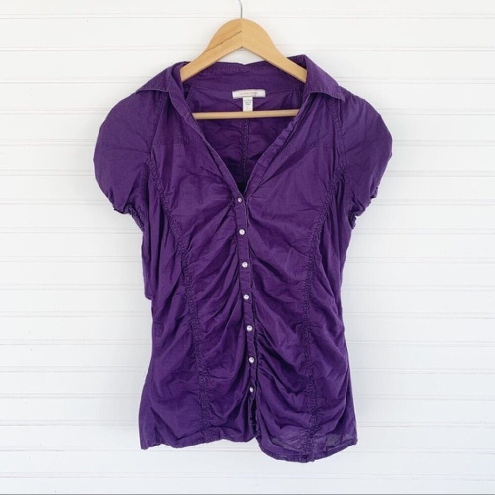 Active Basic Button Up Purple Blouse Women’s Size… - image 1